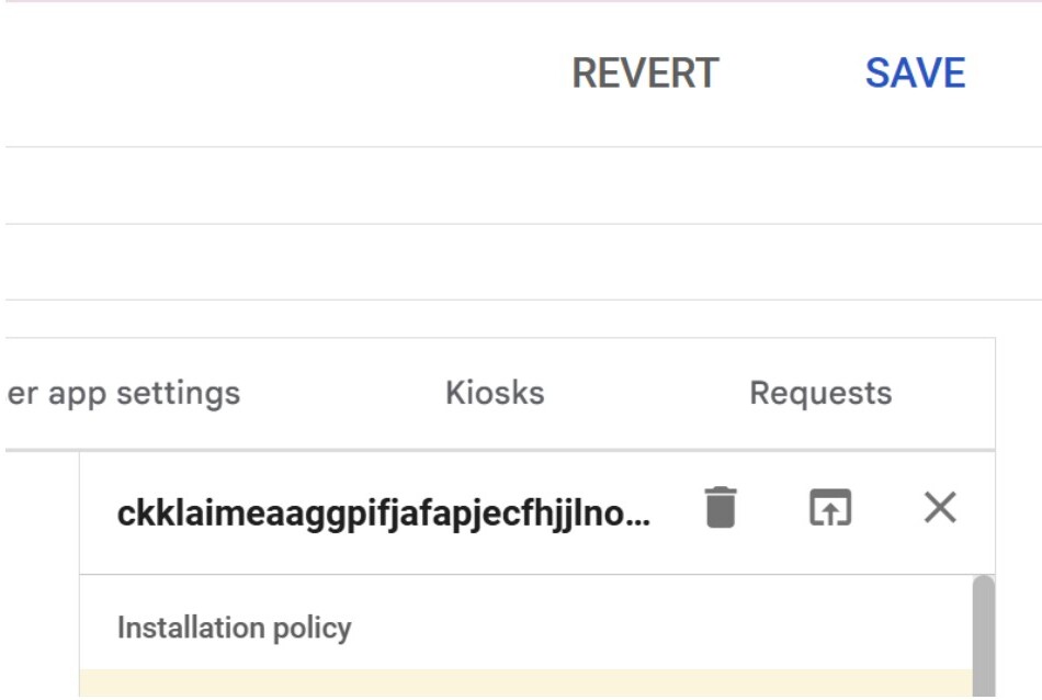 Save and Revert buttons at the top of the settings panel